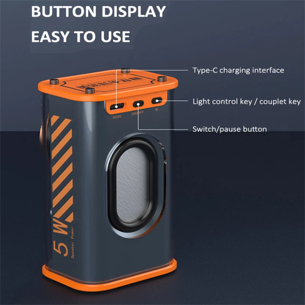 Draagbare TWS Wireless Speakers 360 Shocking Sound Bluetooth 5.0 With Colorful Lights Portable Speakers For Party Gifts black