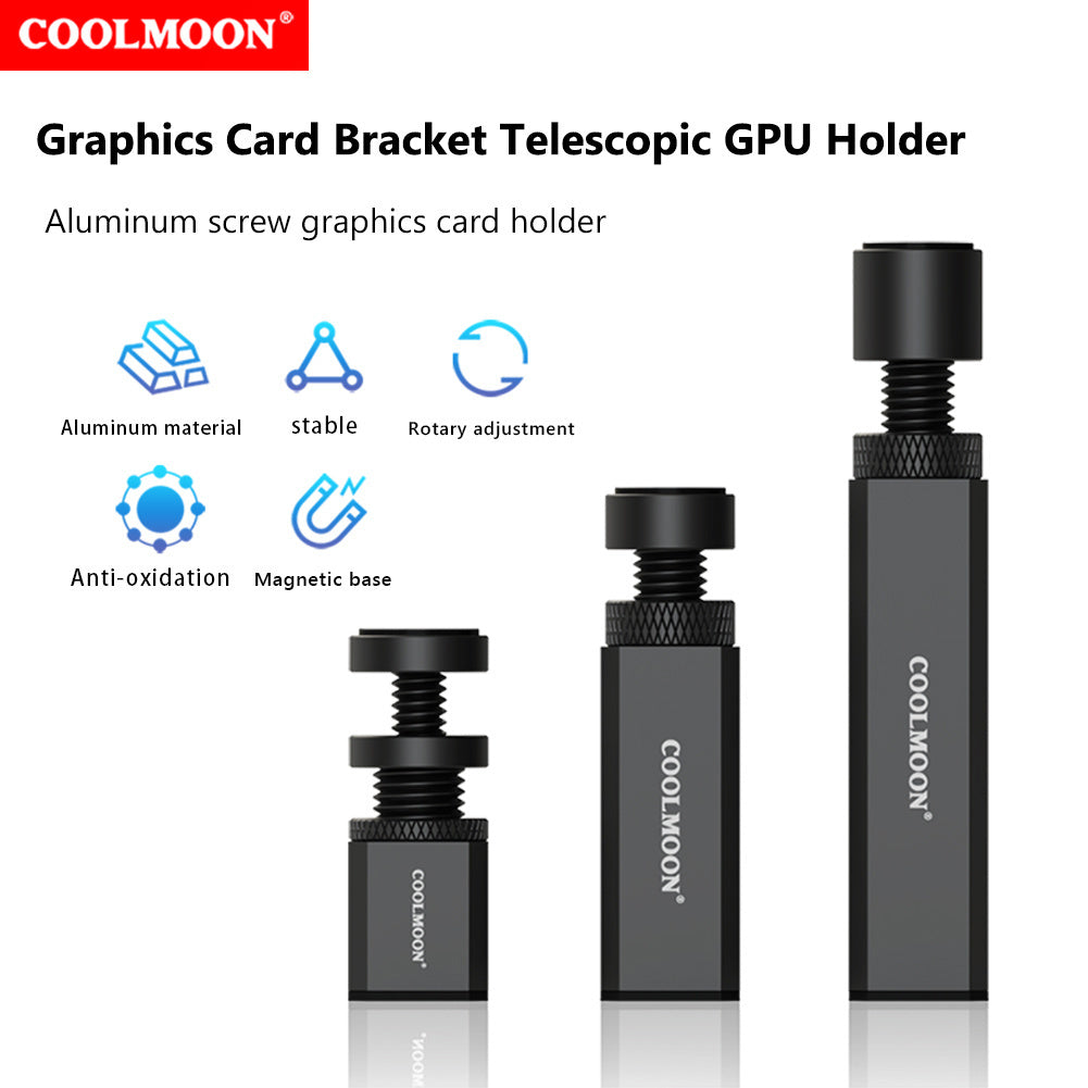 GPU Vertical Mount Aluminum Alloy GPU Stand Telescopic Screw Design Bracket Accessories Adjustable Height Graphics Card Brackets Holder Vertical Graphics Video Card Bracket GH-120 silver