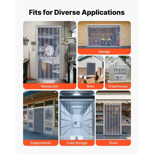Clear PVC Strip Curtain, 84 in Height x 48 in Width x 0.08 in Thickness, 8 PCS Walk in Freezer Cooler Curtain Strips, Thermal Insulating Plastic Door Strips for Warehouse, Freezer, Garage Doors - American Smart