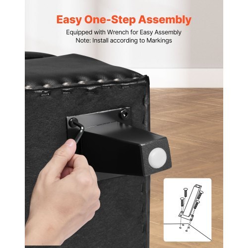 Button-Tufted Storage Ottoman Bench, PU Leather Bench with Storage and Solid Wood Legs, Modern Shoe Benches Seat for Entryway, Upholstered End of Bed Benches for Living Room, Dining Room, Black