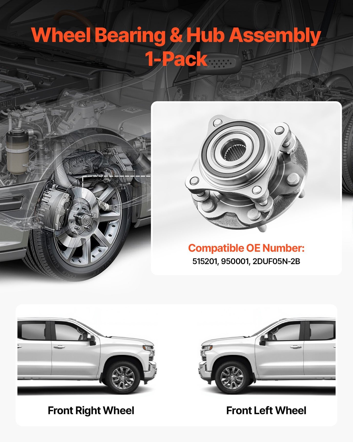 Front Wheel Bearing & Hub Assembly Fit for 2021 Toyota 4Runner Base Limited Nightshade Sport Utility Tacoma Edicion Especial Crew Cab Pickup 4-Door 4WD OEM 515201, Wheel Bearing Hub Assembly Set - American Smart