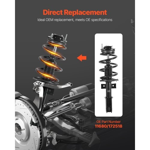 Front Shock Absorber Strut Assembly, 2Pcs Shock and Strut Assembly with Coil Spring, Fit 2007-2012 GMC Acadia, 2008-2012 Buick Enclave, 2009-2012 Chevrolet Traverse, Replace OE 11680 / 172518