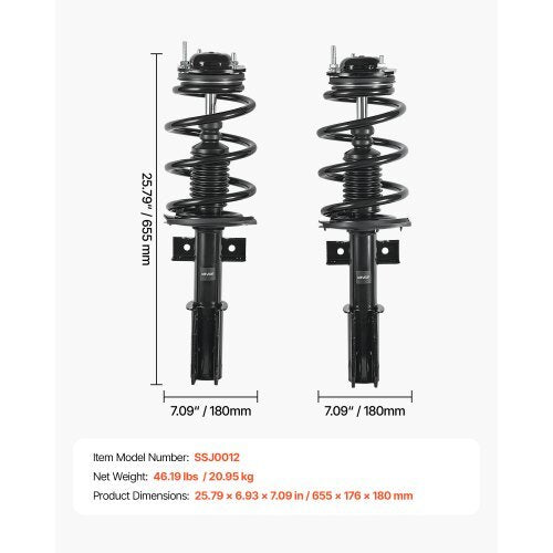 Front Shock Absorber Strut Assembly, 2Pcs Shock and Strut Assembly with Coil Spring, Fit 2007-2012 GMC Acadia, 2008-2012 Buick Enclave, 2009-2012 Chevrolet Traverse, Replace OE 11680 / 172518