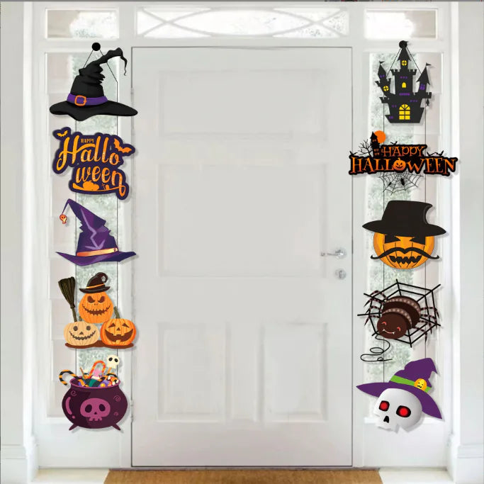 10PCS Halloween Door Hanging Banner Home Decoration Set