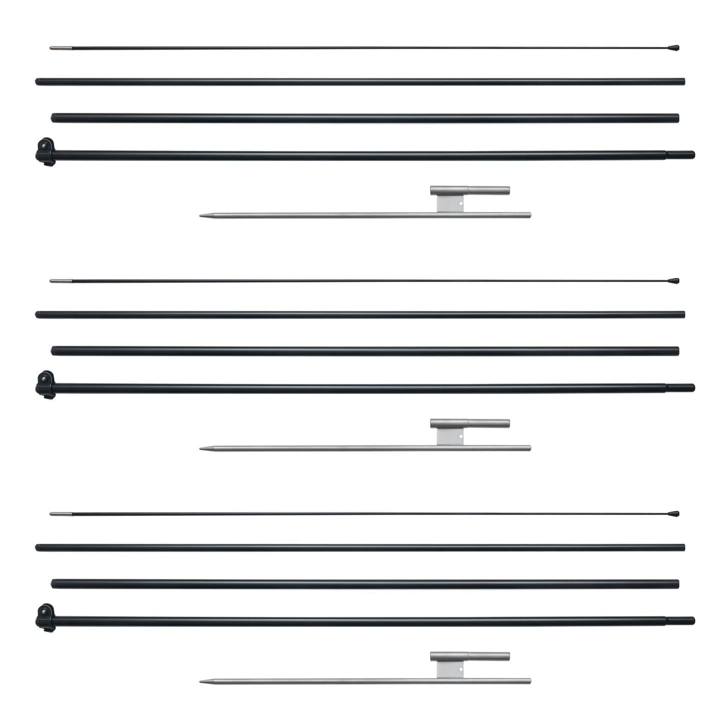 Feather Flag Pole Kit, 3 Packs Swooper Flag Pole 16.3 ft, Sign Flag Poles for Business Advertising Flags Outdoor, with Ground Stakes and A Carrying Bag (Flag Not Included) - American Smart