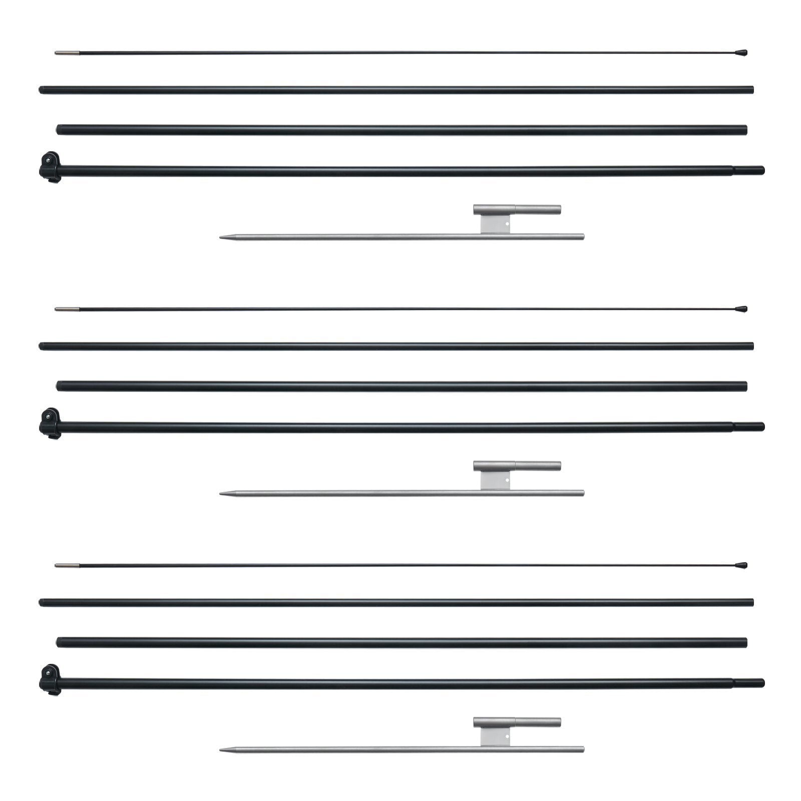 Feather Flag Pole Kit, 3 Packs Swooper Flag Pole 16.3 ft, Sign Flag Poles for Business Advertising Flags Outdoor, with Ground Stakes and A Carrying Bag (Flag Not Included) - American Smart