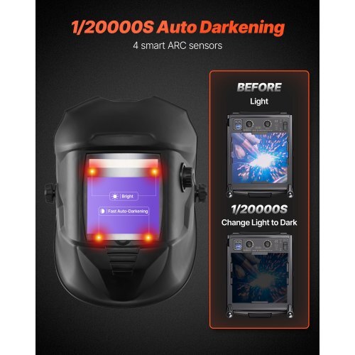 Welding Helmet Auto Darkening, 3.94" x 3.15" True Color Welding Hood, Solar-Powered Welder Mask 4 Arc Sensors, Wide Shade 4/5-9/9-13 for TIG MIG Weld Cutting Grinding Application - METIS Series