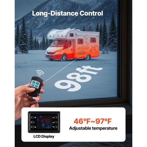 Diesel Heater, 8KW, DC 12V/24V, Portable Diesel Air Heater with Remote Control and LCD Screen, Fast Heating Low Noise, 2.6 Gal Large Fuel Tank for Vehicles, Vans, RVs, Campers, and Trucks - American Smart