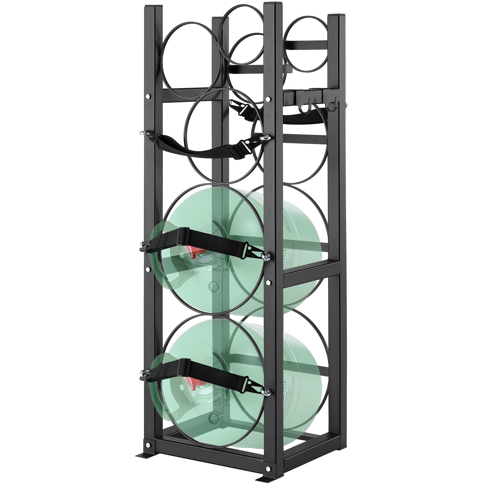 Refrigerant Tank Rack, with 2 x 30lbs and Other 3 Small Bottle Tanks, Cylinder Tank Rack 12.79x12.99x47.12 in, Refrigerant Cylinder Rack and Holders for Freon, Gases, Oxygen, Nitrogen - American Smart