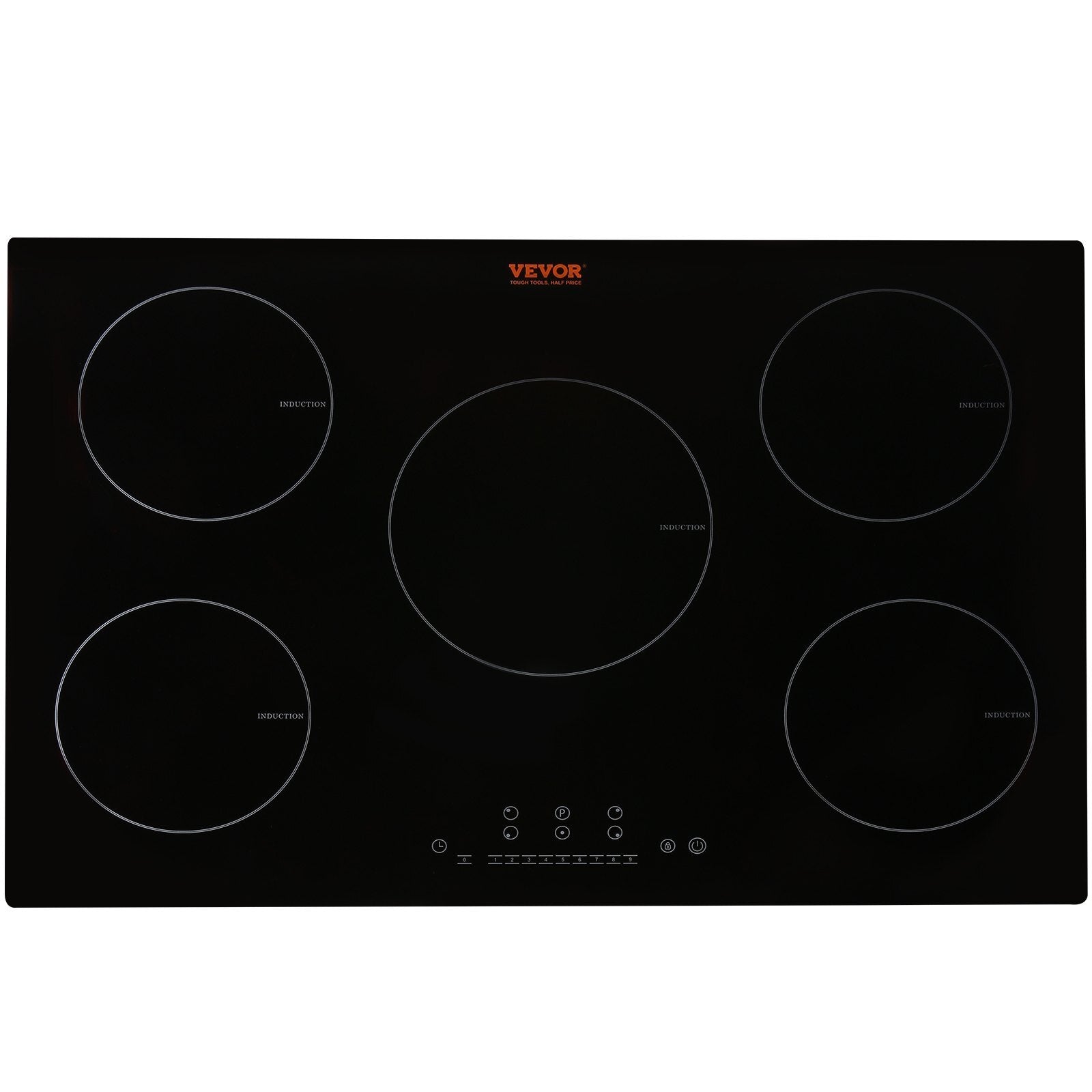 Electric Cooktop, 5 Burners, 30'' Induction Stove Top, Built-in Magnetic Cooktop 9200W, 9 Heating Level Multifunctional Burner, LED Touch Screen w/ Child Lock & Over-Temperature Protection - American Smart