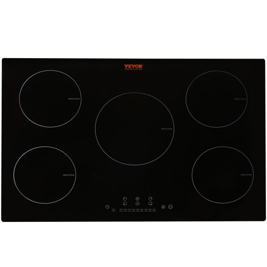 Electric Cooktop, 5 Burners, 30'' Induction Stove Top, Built-in Magnetic Cooktop 9200W, 9 Heating Level Multifunctional Burner, LED Touch Screen w/ Child Lock & Over-Temperature Protection - American Smart