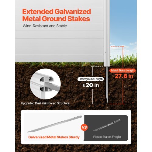 4 Panels Outdoor Privacy Screen, 50 x 50 in Air Conditioner Fence with 27.6 in Ground Stakes, Pool Equipment Enclosure, Horizontal Vinyl Privacy Fence, Ideal for Trash Can and A/C Units, White - American Smart