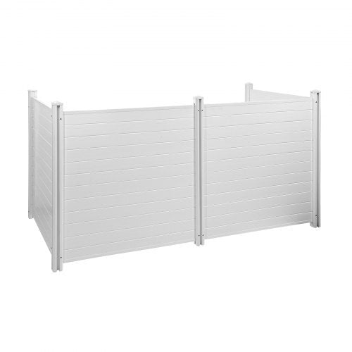4 Panels Outdoor Privacy Screen, 50 x 50 in Air Conditioner Fence with 27.6 in Ground Stakes, Pool Equipment Enclosure, Horizontal Vinyl Privacy Fence, Ideal for Trash Can and A/C Units, White - American Smart