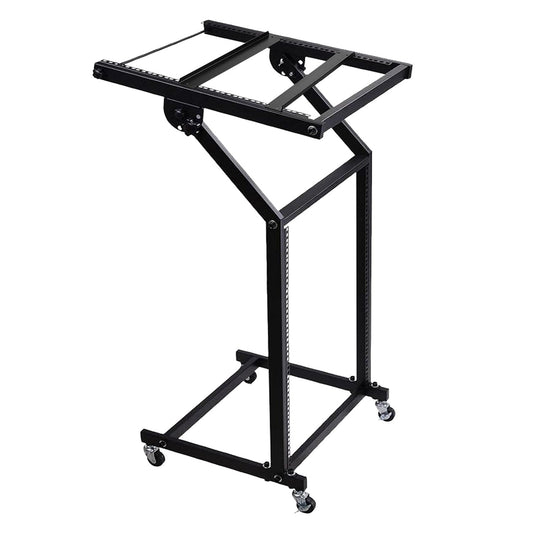 5Core DJ Mixer Stand 12U Adjustable Rack Mount Rolling Stage Cart Pro Audio Studio Equipment w Wheel-0