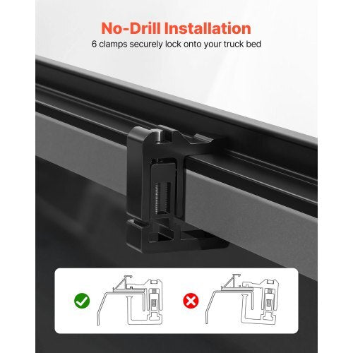 Soft Roll-Up Truck Bed Tonneau Cover, Compatible with 2015-2025 Ford F-150, Fits 5.6 ft (5 ft 7 in/67 in) Bed, Triple-Layer Heavy-Duty PVC Tonneau Cover with Three Aluminum Alloy Support Bars