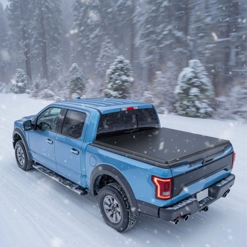 Soft Roll-Up Truck Bed Tonneau Cover, Compatible with 2015-2025 Ford F-150, Fits 5.6 ft (5 ft 7 in/67 in) Bed, Triple-Layer Heavy-Duty PVC Tonneau Cover with Three Aluminum Alloy Support Bars