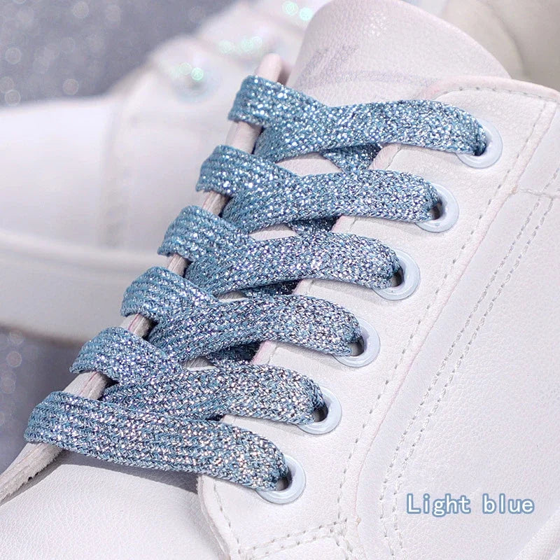 Colorful Flat Shoe laces Fashion Glitter Shoelaces for Athletic Running Sneakers Shoes Boot 1 CM Width Shoelace Strings 20 Color