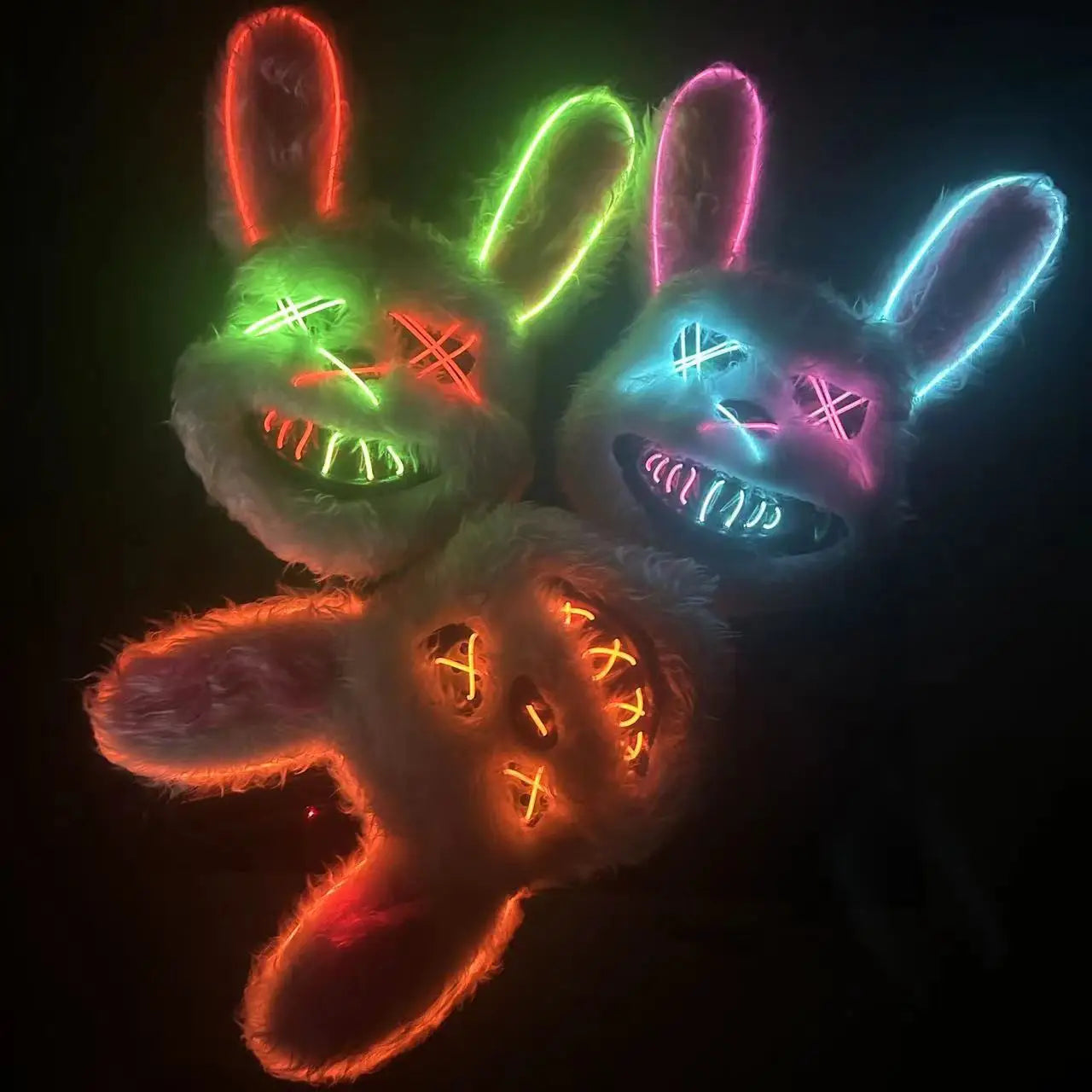 New Bloody Rabbit Bloody Bear Luminous Led Mask Halloween Horror Bunny Mask Carnival Party Cosplay Horror Dress Up Props Gifts