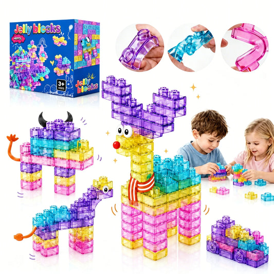 Hotfree 40 PCS Sensory Soft Building Blocks for Toddlers, Kids Montessori Squishy Jelly Blocks Stacking Toy Set, Squeezable & Stretchable Early Learning Construction Playset, Puzzle Blocks for Creative Play, Birthday Christma
