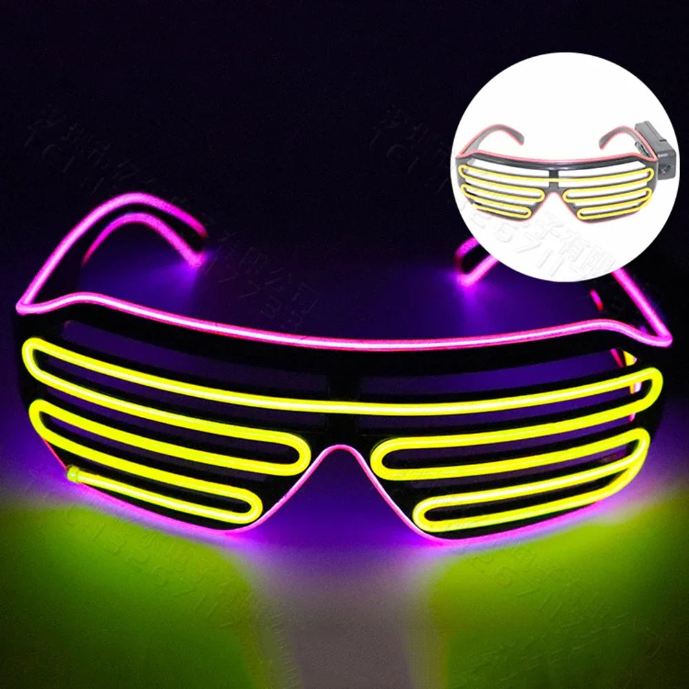 LED Wireless Glow-in-the-dark Glasses, Neon Twinkling Sunglasses, Suitable for Halloween, Christmas, Carnival Party