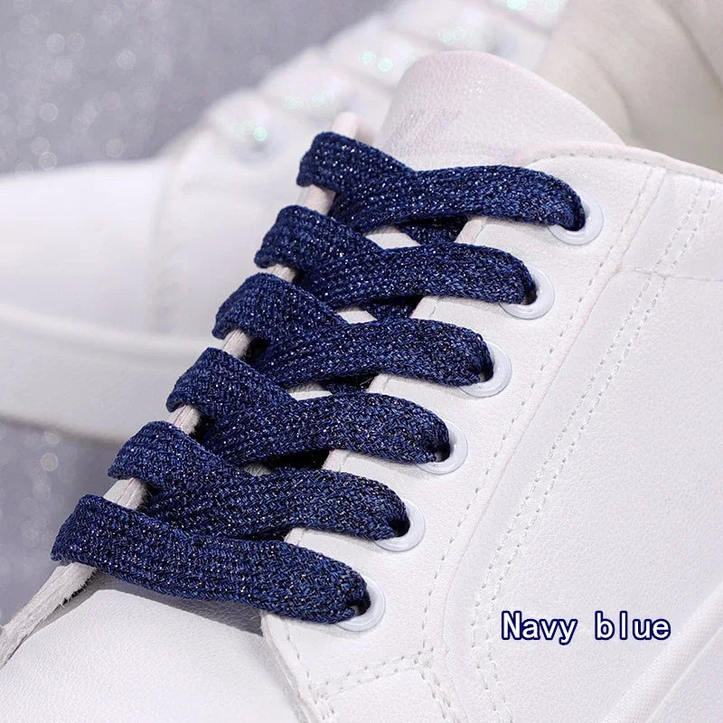 Colorful Flat Shoe laces Fashion Glitter Shoelaces for Athletic Running Sneakers Shoes Boot 1 CM Width Shoelace Strings 20 Color