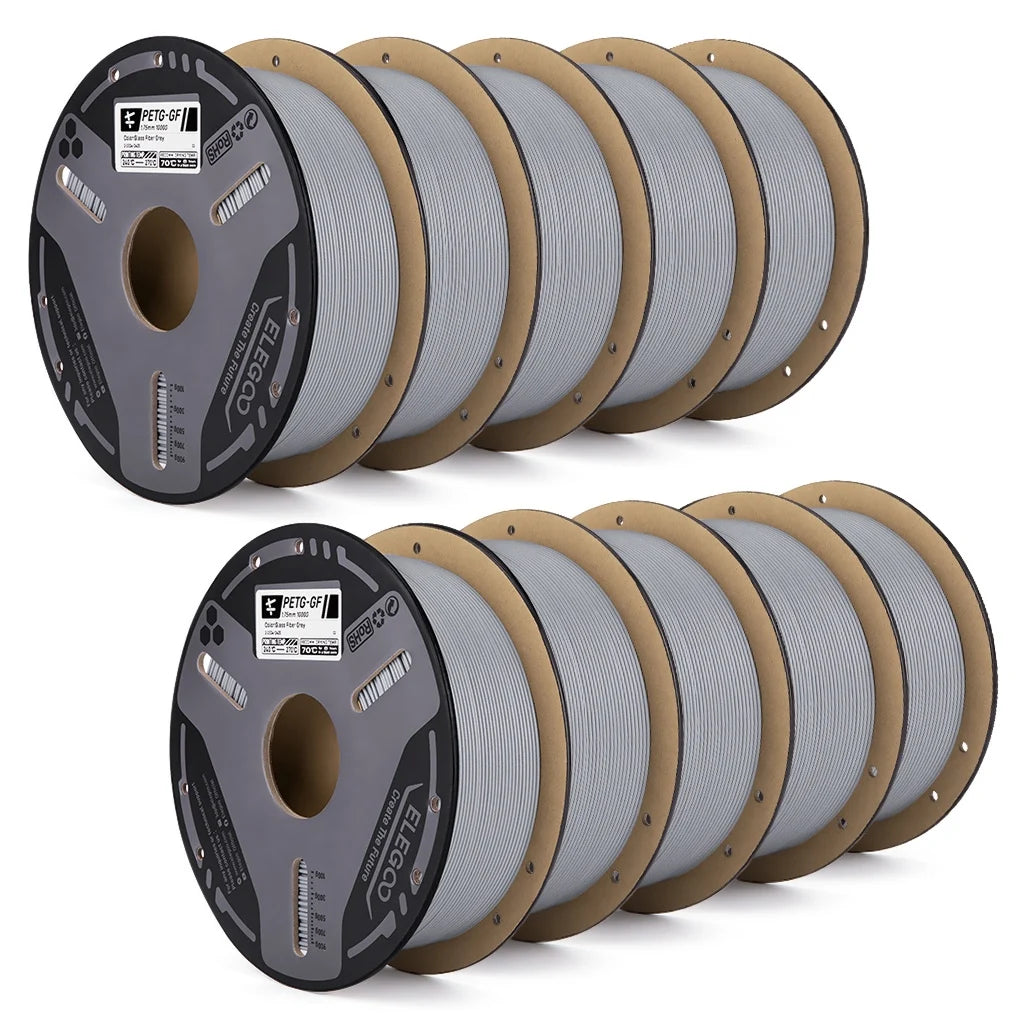 ELEGOO PETG-GF Glass Fiber Filament 1.75mm Gray 1KG,High Stiffness,Electrical Insulation,Fits for Most FDM 3D Printers