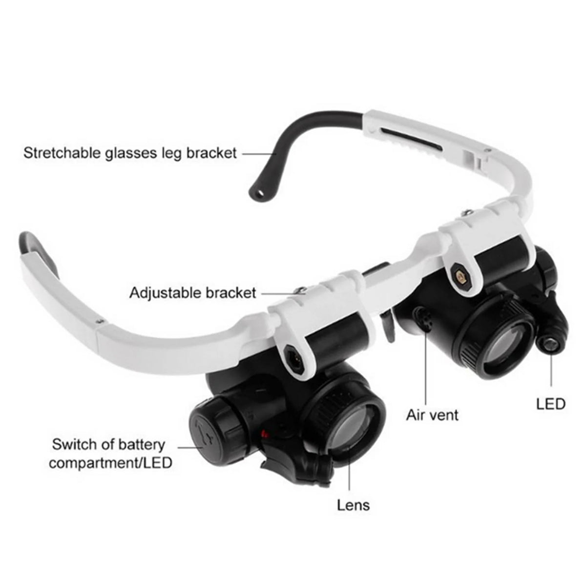 8X 15X 23X LED Magnifier Double Eye Glasses Head Eye Loupe Lens Jeweler Watch Repair Magnifier Glass Measurement Tools