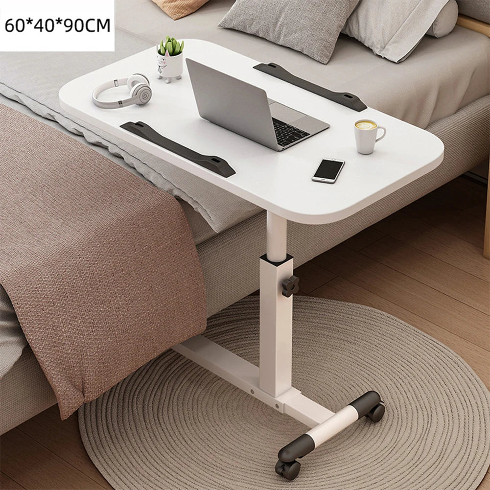 Overbed Table Adjustable Height Over The Bed Hospital Bedside Table w/ Tilting Desktop&Wheels, Rolling Standing Laptop Desk