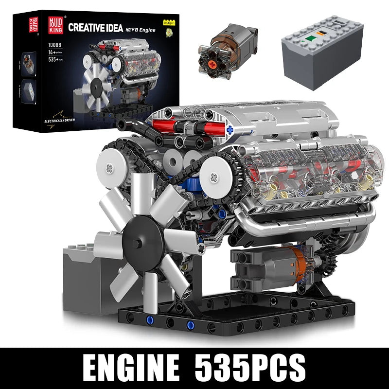 Mould King 10088 The V8 Engine Building Block Assembly Technical Car Brick Set Educational Car Engine Toys Kids Christmas Gift