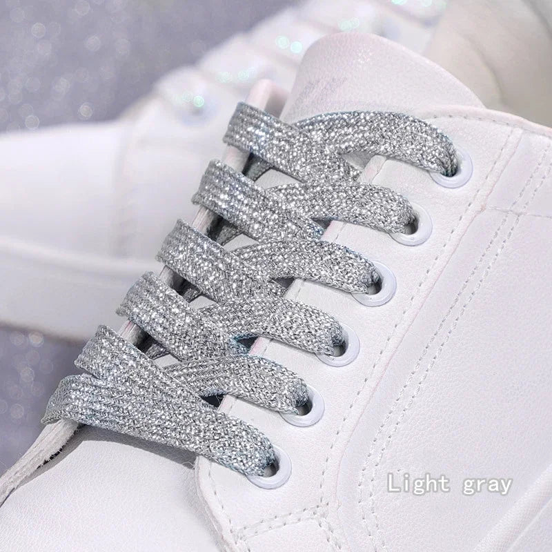 Colorful Flat Shoe laces Fashion Glitter Shoelaces for Athletic Running Sneakers Shoes Boot 1 CM Width Shoelace Strings 20 Color