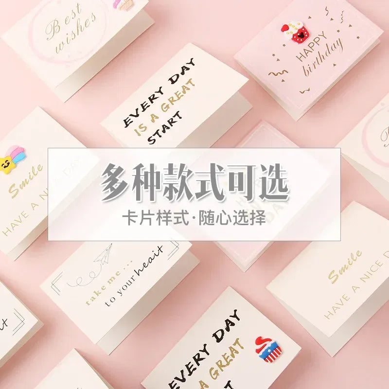 Color: Light Grey - Holiday greeting card Valentine's Day Qixi flower baking birthday thank you message greeting card Invitations Party Supplies