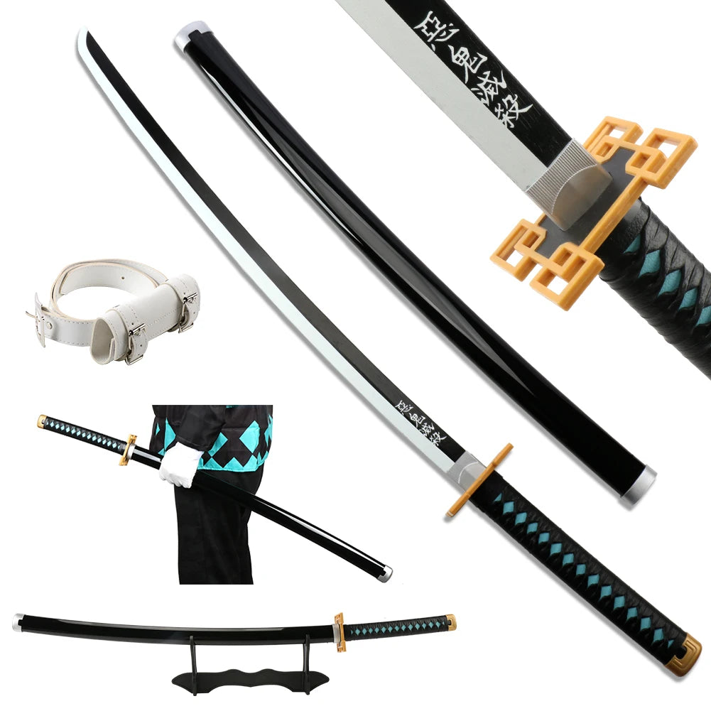 41 inch Anime Cosplay Samurai Katana Sword With Belt And Holder Tanjiro Halloween Cosplay Props Decoration