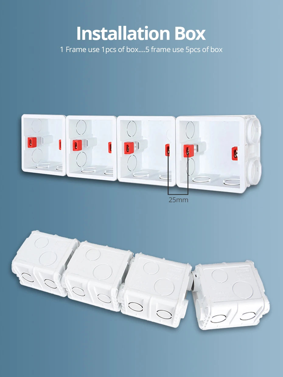 Wallpad Black DIY Module Acrylic Panel With Gold Border Wall Power Socket Electrical Outlet S6 Function Key Free Combination