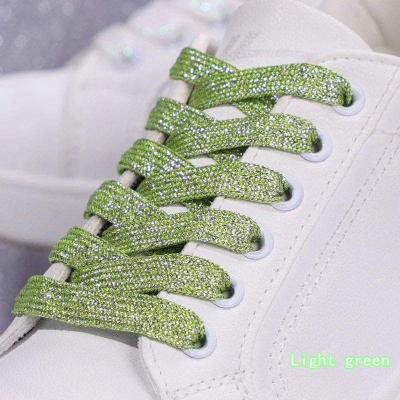 Colorful Flat Shoe laces Fashion Glitter Shoelaces for Athletic Running Sneakers Shoes Boot 1 CM Width Shoelace Strings 20 Color
