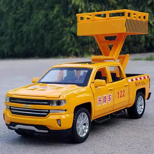 1/32 High Altitude Operation Lifting Car Car Model Alloy Diecast with Sound Light Pull Back Function Toy Vehicle Collect Gifts