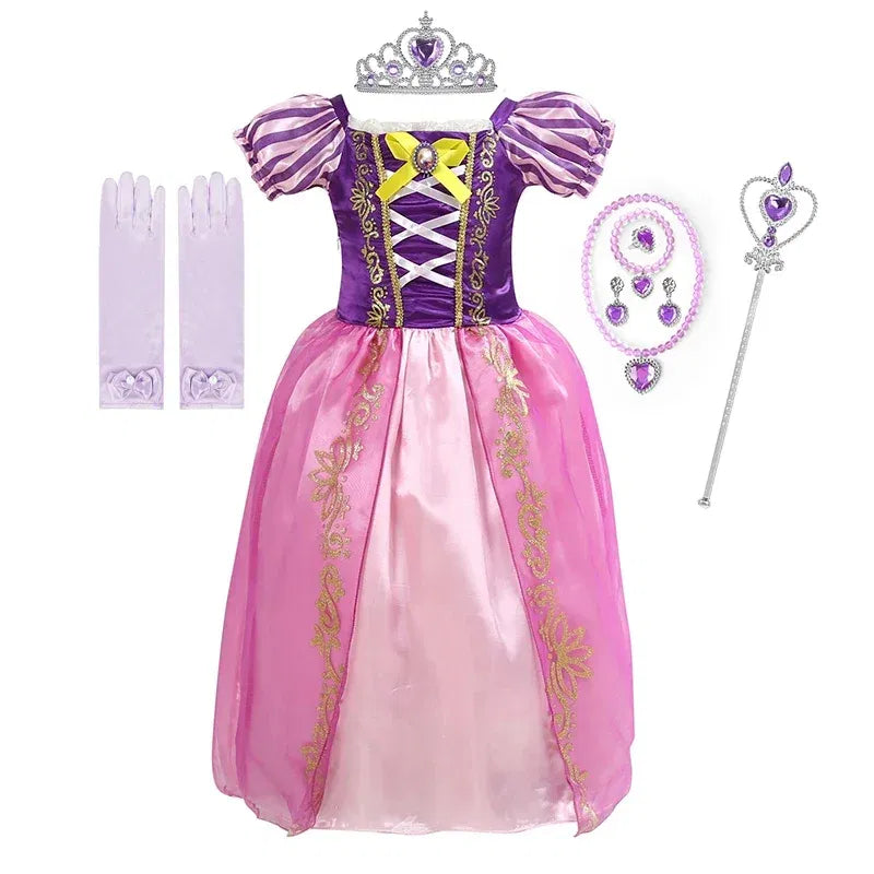 Kid Size: 2T, Color: Khaki - Belle Princess Dress for Girls Cosplay Beauty and The Beast Snow White Costumes Kids Halloween Carnival Birthday Clothes