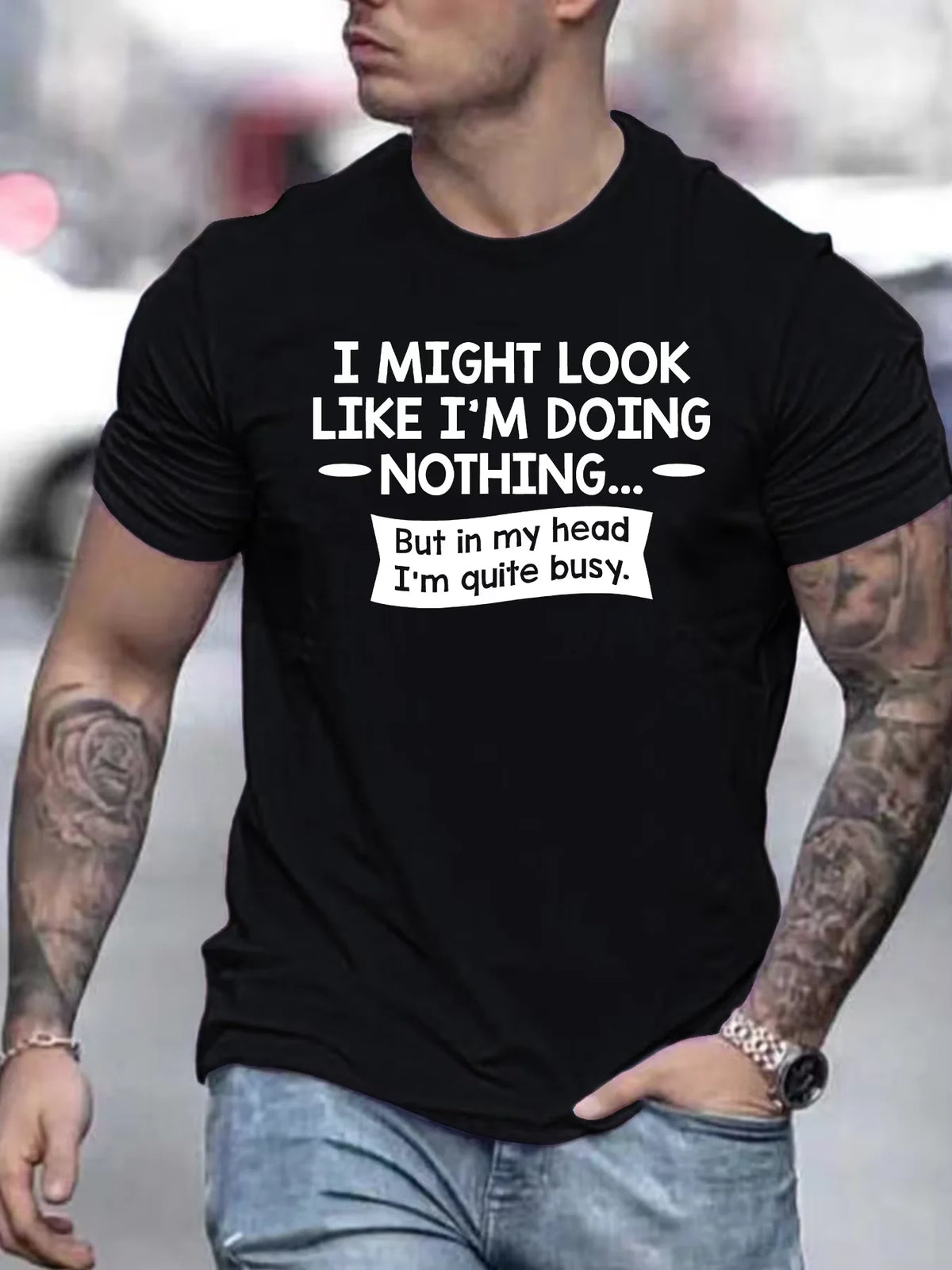 220 Grams Round Neck Short Sleeve Men's T-Shirt, Creative Printing Pattern, Simple Design, Knitting Process, Soft And Comfortable, Suitable For
