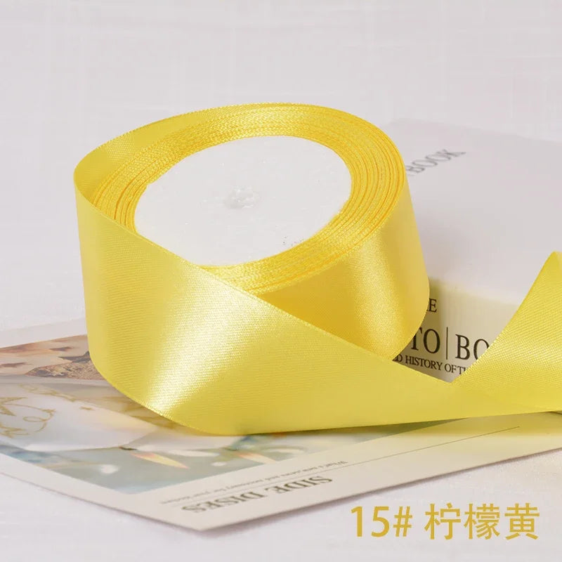 6-10-12-15-20-25-40mm Satin Ribbons for Wedding Birthday Party Gift Wrapping Tape Christmas Halloween DIY Crafts Handmade Ribbon