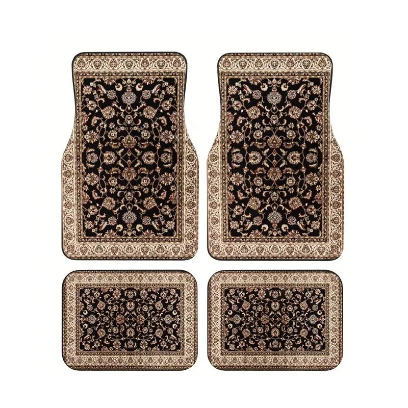 Red Bohemian Paisley Print Car Floor Mats 4Pcs Universal Anti-Slip Auto Carpet Interior Accessories For Women Girls Sedan SUV