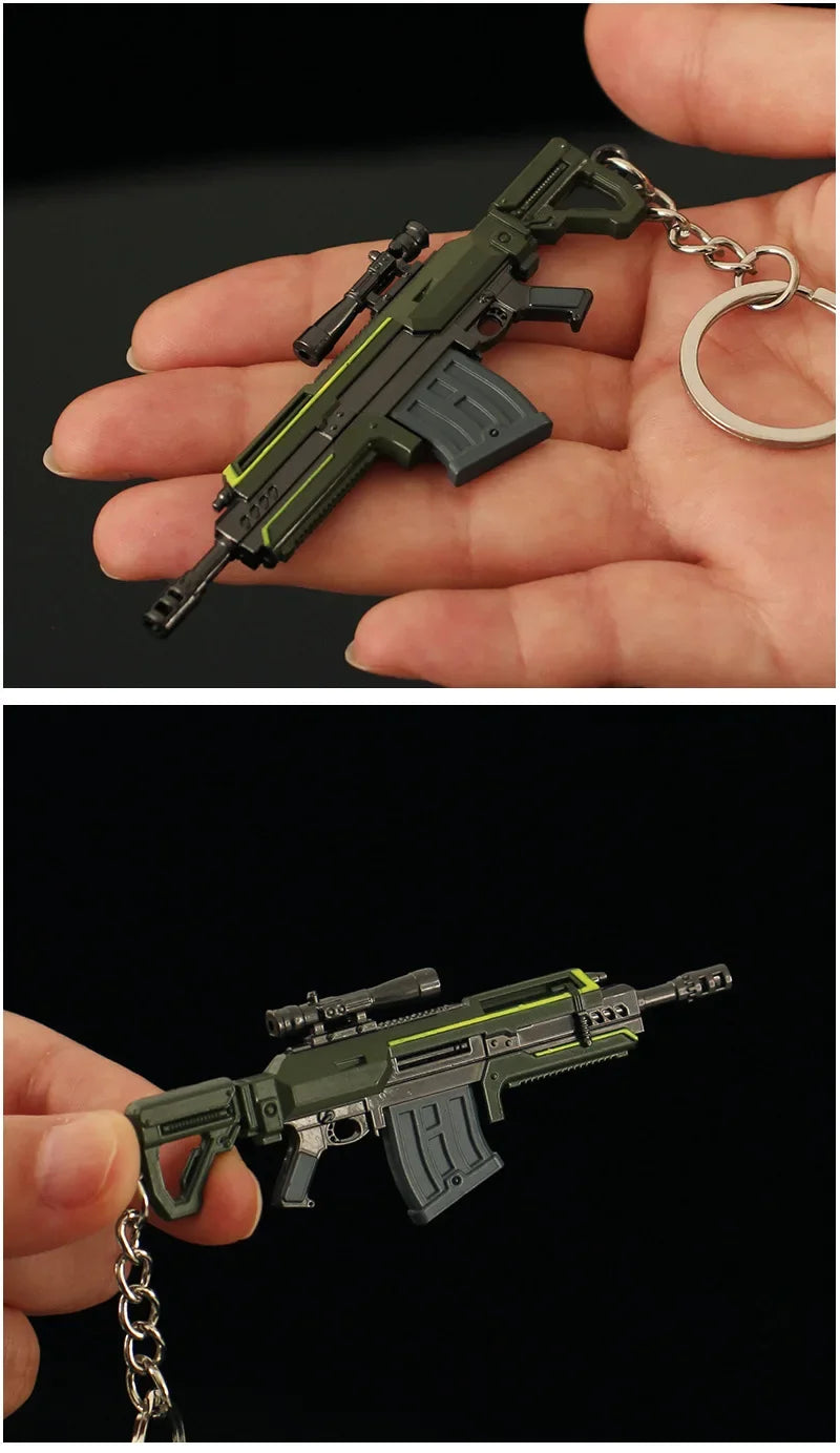 Helldiver 2 Guns Series 9cm Mini R-36 Gun Keychains Alloy Model Pocket Weapon Accessories Bag Key Ring Metal Toys Gifts Boys