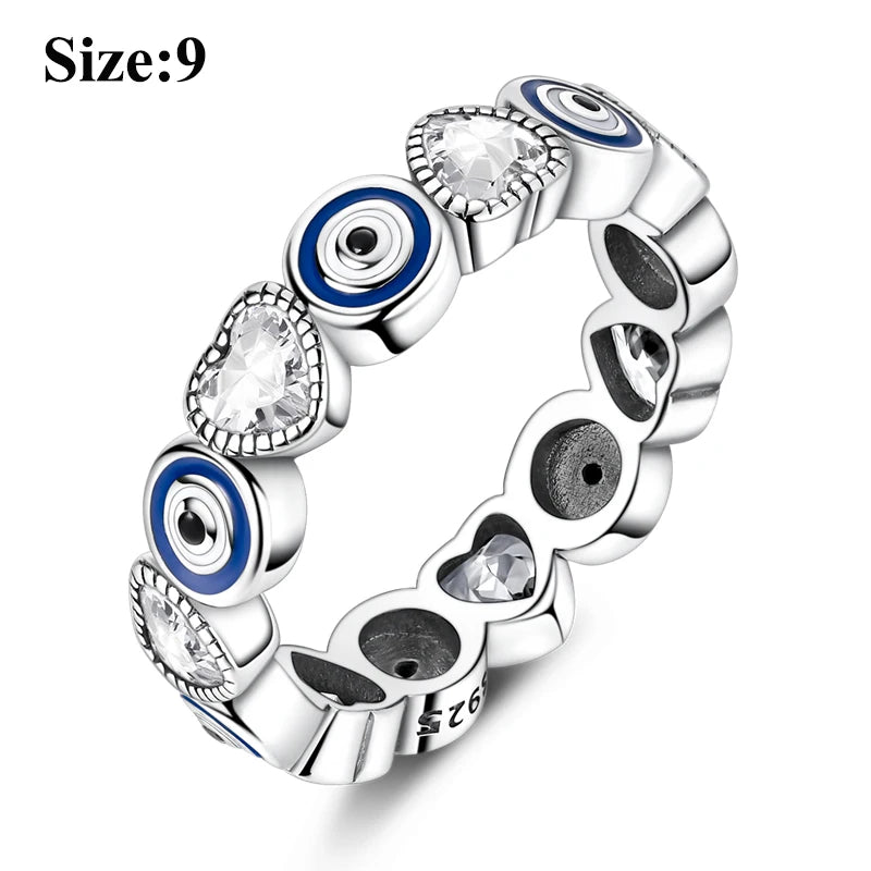 MULA Wedding Band Rings for Women Man 925 Sterling Silver Evil Eye Hand Celtic Knot Four-Leaf Clover Ring Stackable Jewelry Gift