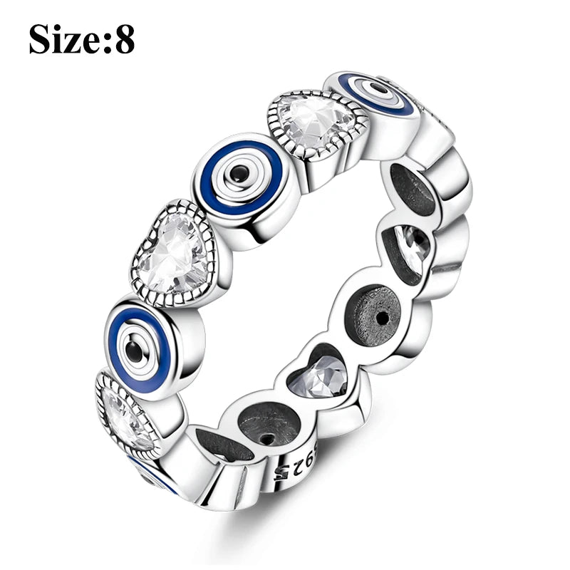 MULA Wedding Band Rings for Women Man 925 Sterling Silver Evil Eye Hand Celtic Knot Four-Leaf Clover Ring Stackable Jewelry Gift