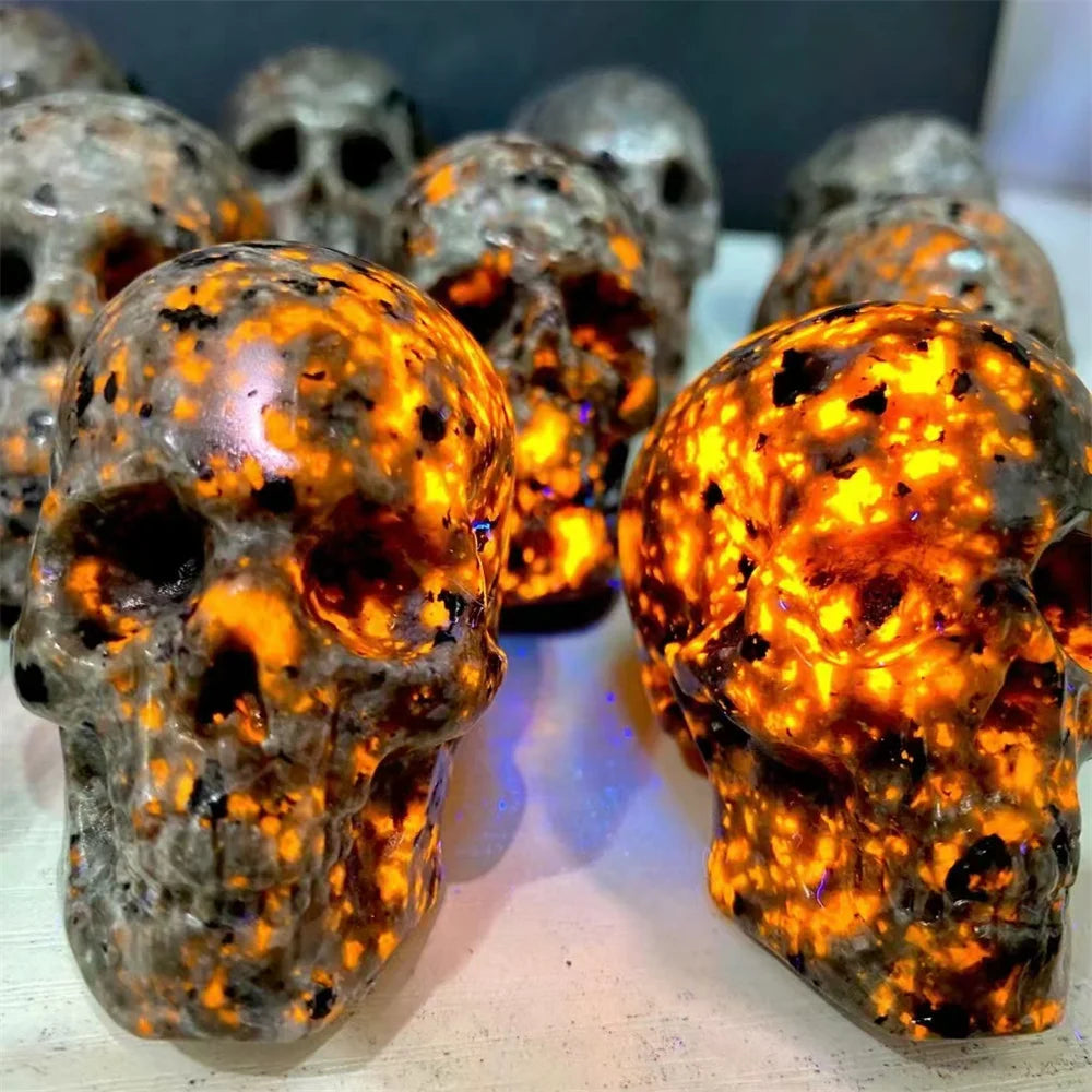 Natural Crystal Skull Ubrit Carved Skull Statue For Halloween Decoration Gift Craft Flint Statue Powerful Sorcery