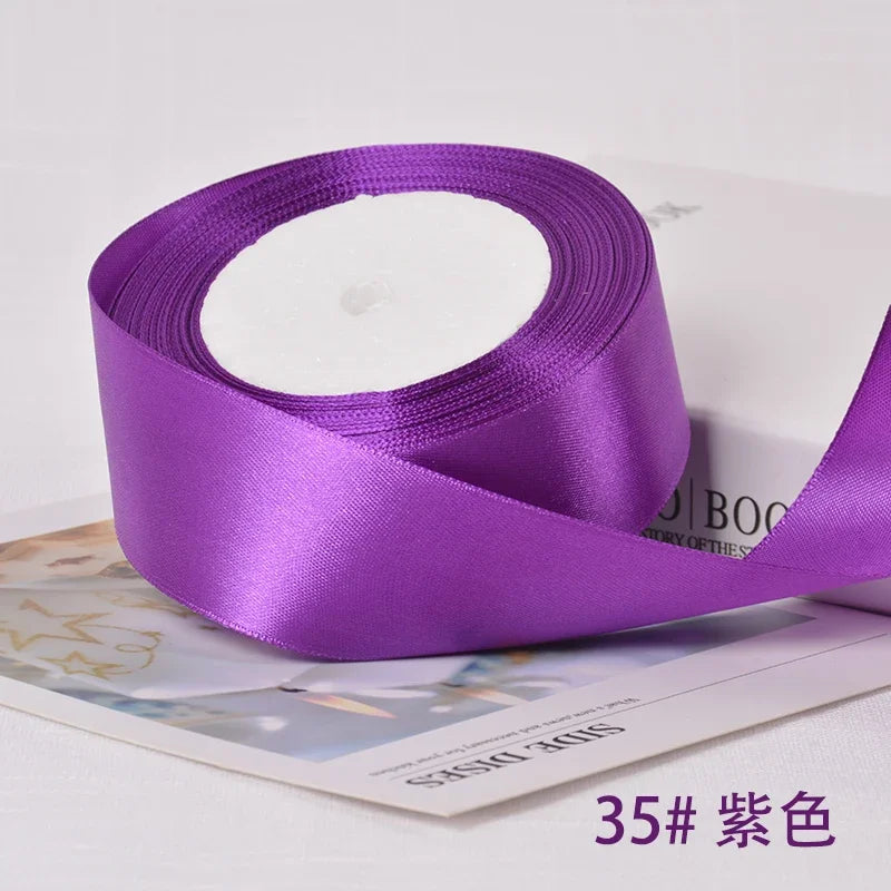 6-10-12-15-20-25-40mm Satin Ribbons for Wedding Birthday Party Gift Wrapping Tape Christmas Halloween DIY Crafts Handmade Ribbon