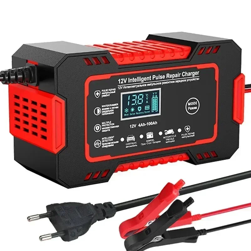 12V 6A Full Automatic Car Battery Charger Power Pulse Repair Chargers Wet Dry Lead Acid Battery Chargers Digital LCD Display