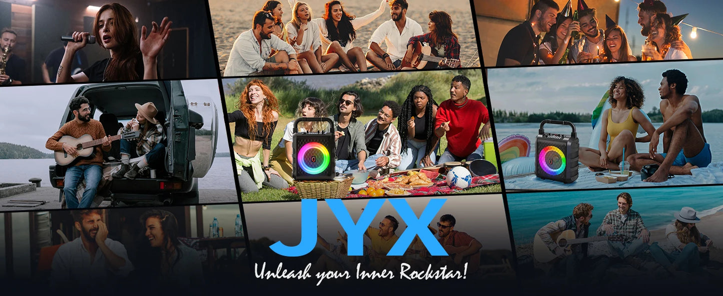 Bluetooth Karaoke Machine, Home Karaoke System with 2 Wireless Microphone, Portable Party Speaker with LED Light