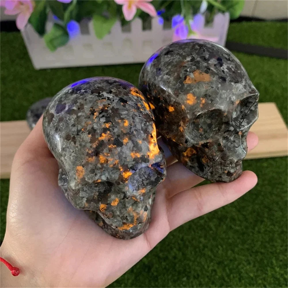 Natural Crystal Skull Ubrit Carved Skull Statue For Halloween Decoration Gift Craft Flint Statue Powerful Sorcery