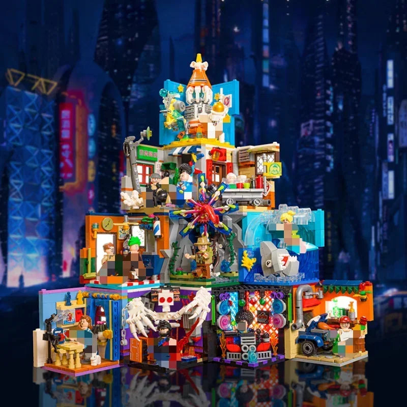 Scene Building Blocks Mini Small Particles Surfing Adventure Exploration Series Model Ornaments Splicing Toys Halloween Gift