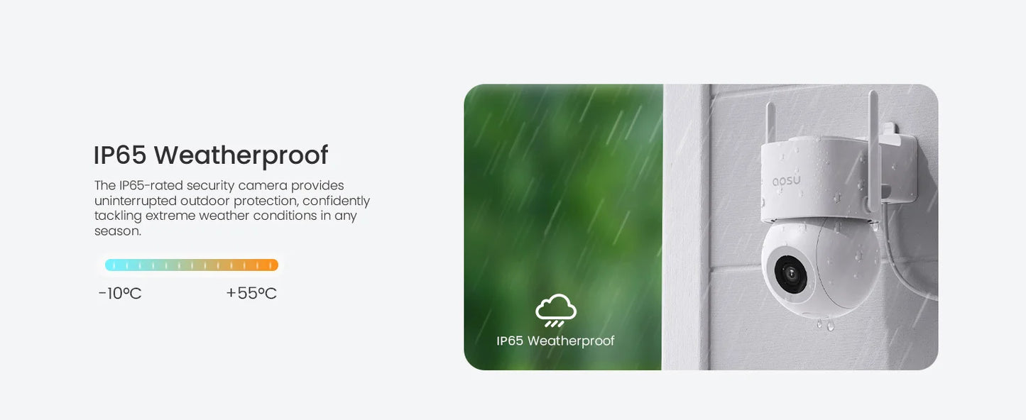 AOSU 5MP WiFi Camera Outdoor 360° View PTZ Smart Security Camera Auto Tracking 2-way Audio Wireless CCTV Camera Support Alex