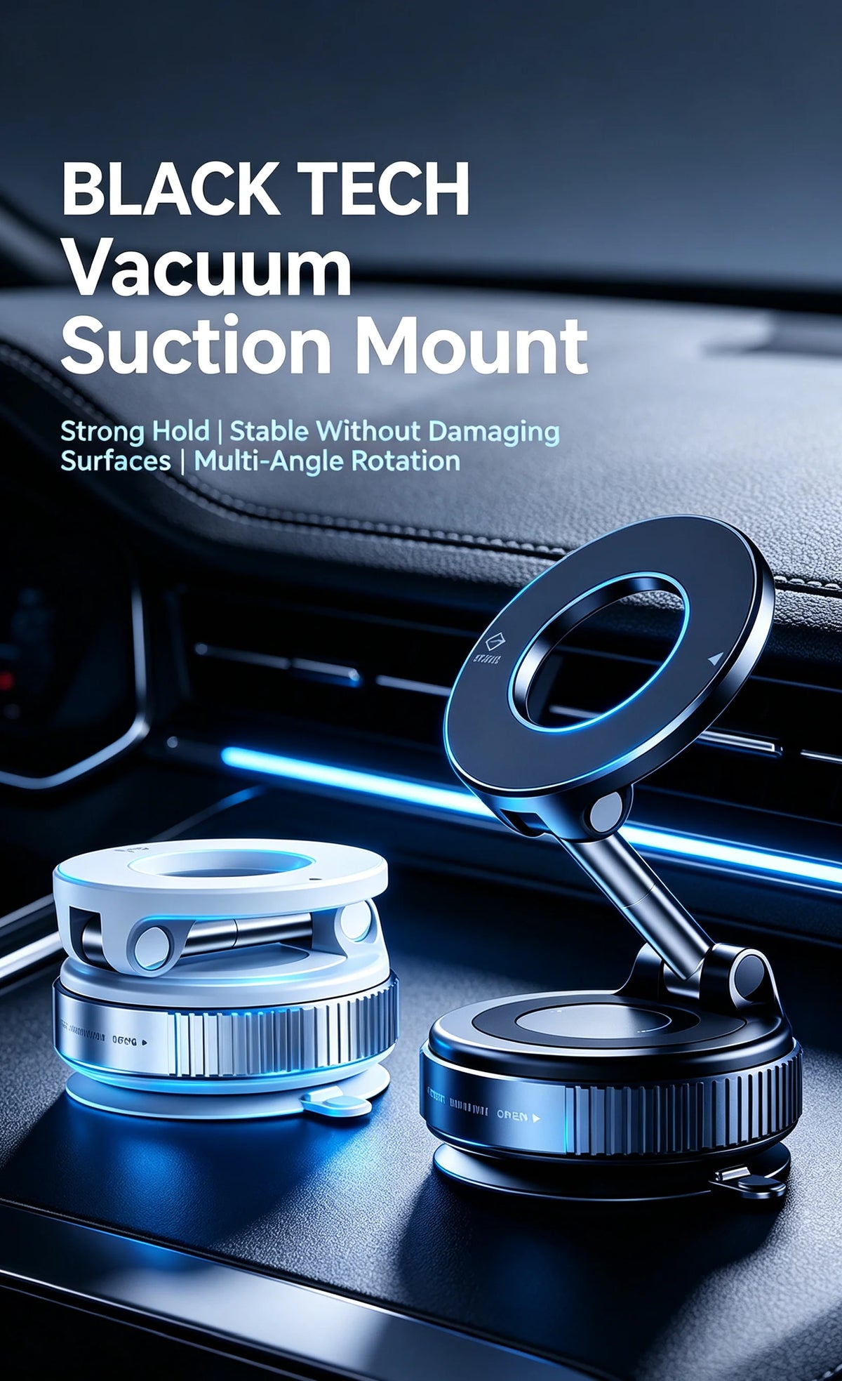 Magnetic car mobile phone holder, vacuum adsorption center console, anti-shake suction cup, special folding portable shelf for navigation